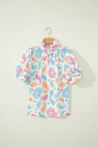 Lilyana Keyhole Puff Sleeve Blouse - Hello Beautiful BoutiqueBlouses & ShirtsThreaded Pear