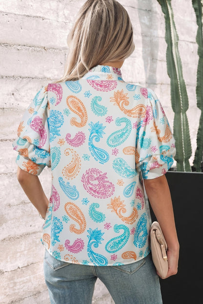 Lilyana Keyhole Puff Sleeve Blouse - Hello Beautiful BoutiqueBlouses & ShirtsThreaded Pear