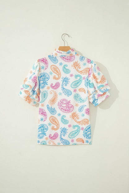 Lilyana Keyhole Puff Sleeve Blouse - Hello Beautiful BoutiqueBlouses & ShirtsThreaded Pear