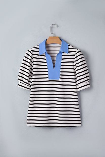 Lina Block Polo Collar Blouse - Hello Beautiful BoutiqueBlouses & ShirtsThreaded Pear