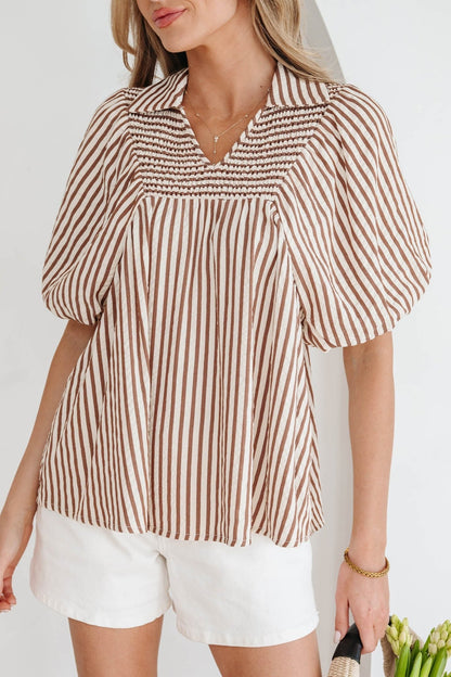 Lina Short Puff Sleeve Blouse - Hello Beautiful BoutiqueBlouses & ShirtsThreaded Pear