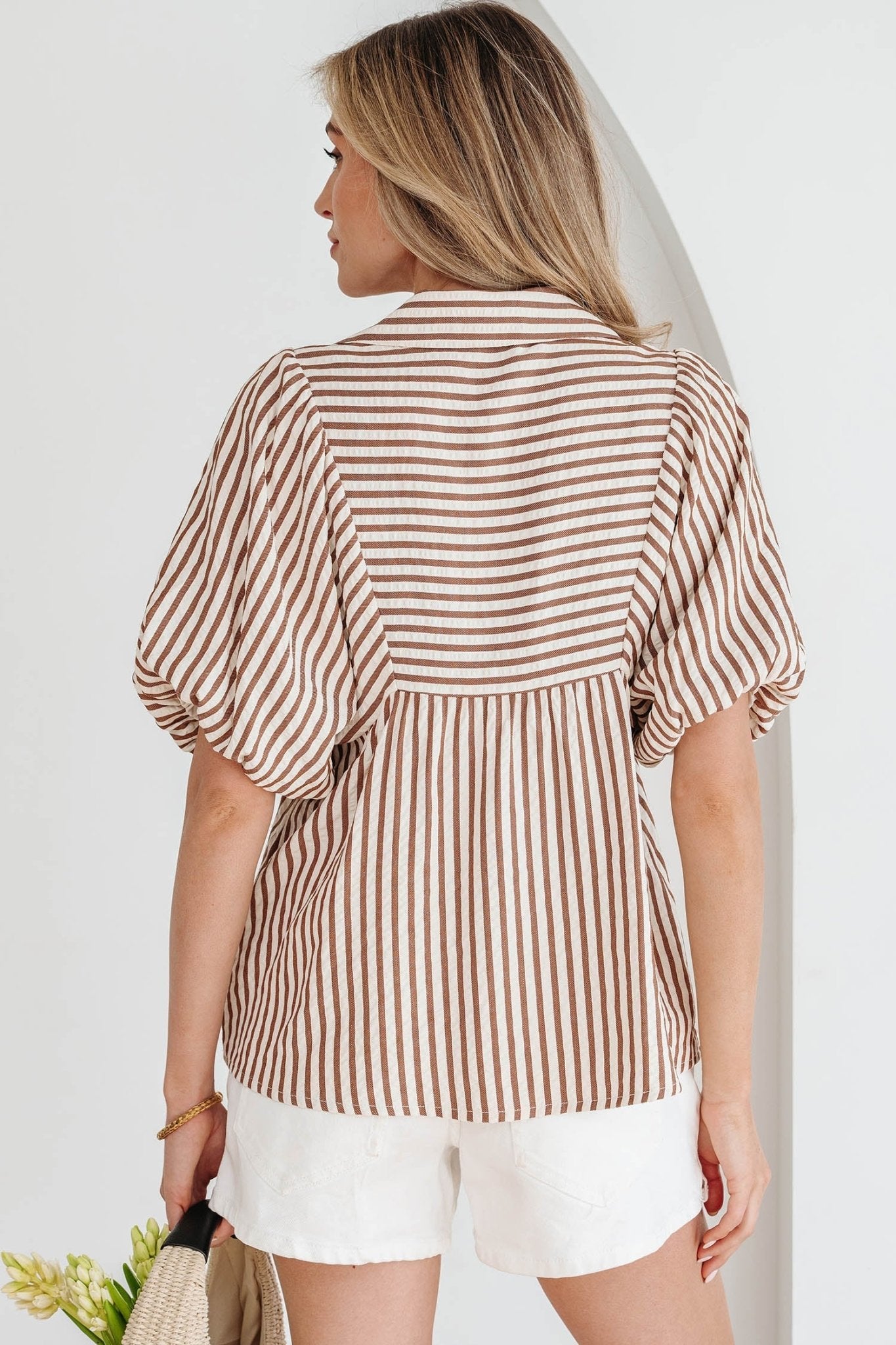 Lina Short Puff Sleeve Blouse - Hello Beautiful BoutiqueBlouses & ShirtsThreaded Pear
