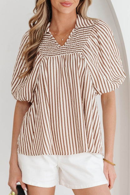 Lina Short Puff Sleeve Blouse - Hello Beautiful BoutiqueBlouses & ShirtsThreaded Pear