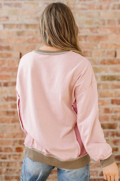 Lina Waffle Patchwork Oversize Sweatshirt - Hello Beautiful BoutiqueSweatshirts & HoodiesThreaded Pear