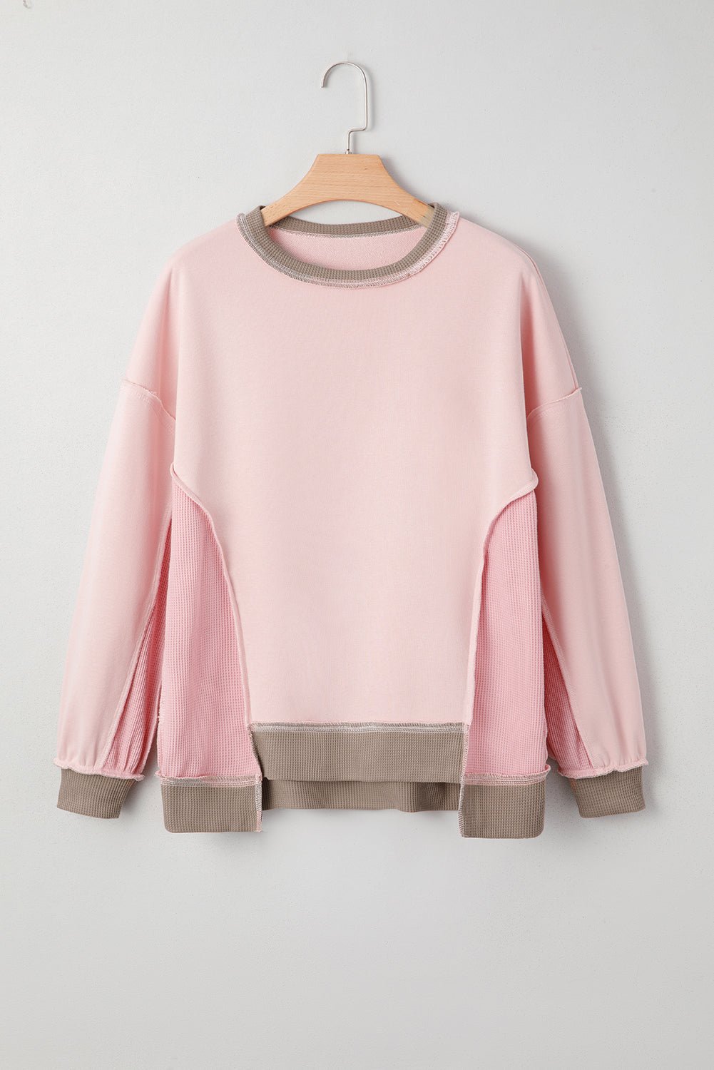 Lina Waffle Patchwork Oversize Sweatshirt - Hello Beautiful BoutiqueSweatshirts & HoodiesThreaded Pear