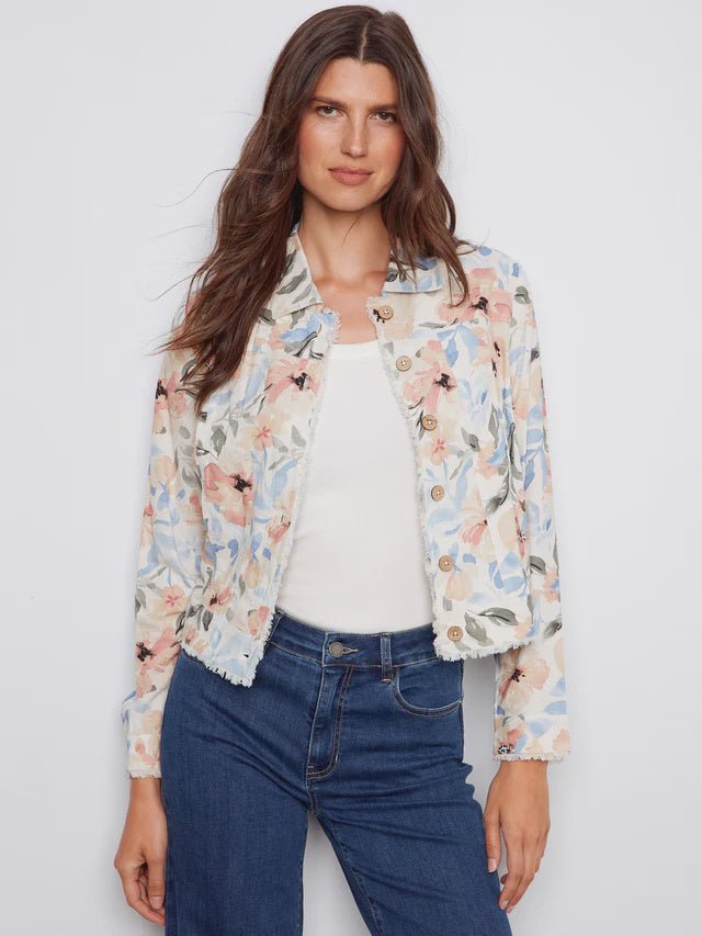 Linen Blend Floral Jacket C6199 - P254 - Hello Beautiful BoutiqueJacketCharlie B