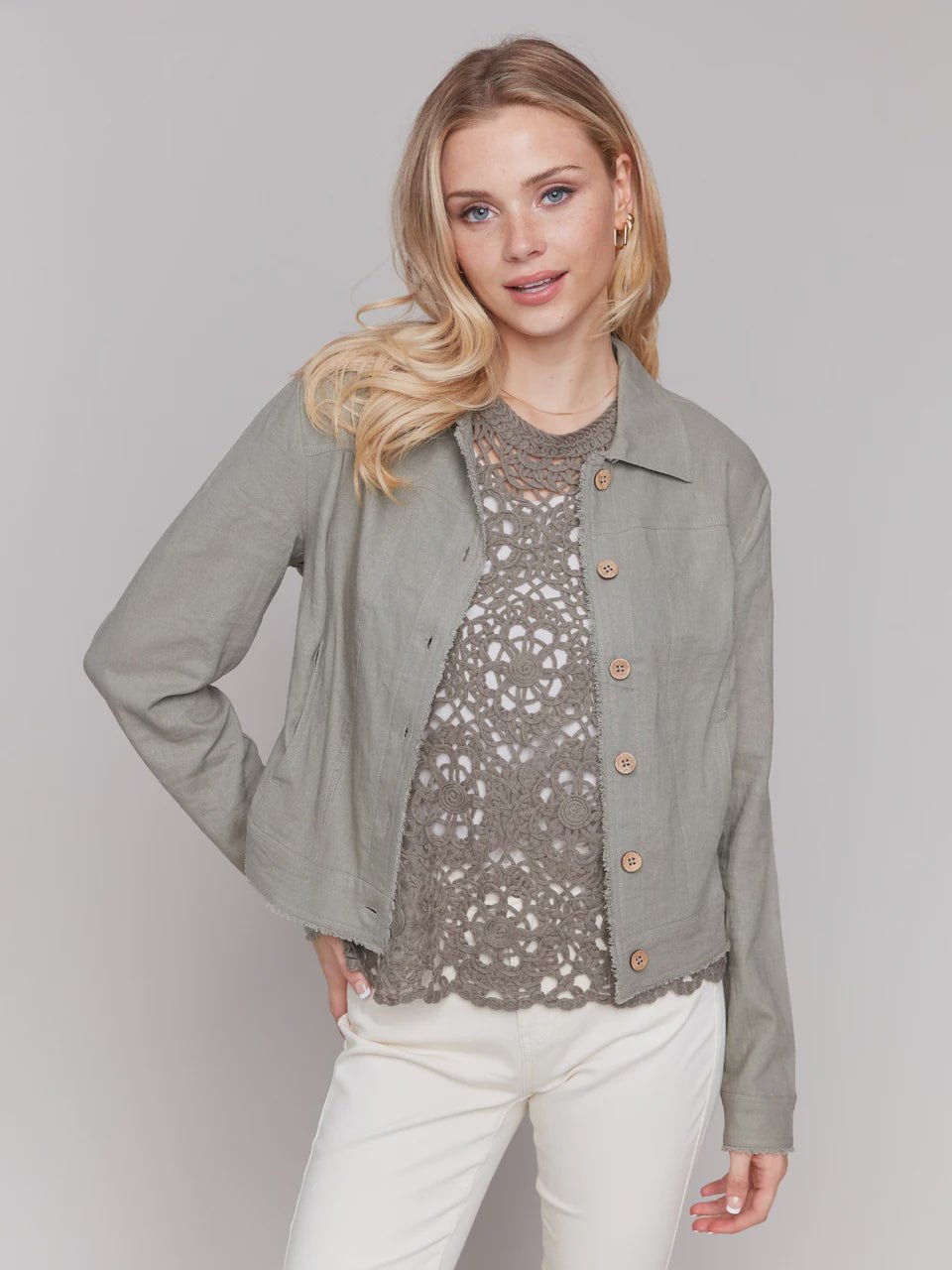 Linen Jacket C6199 - Hello Beautiful BoutiqueJacketCharlie B