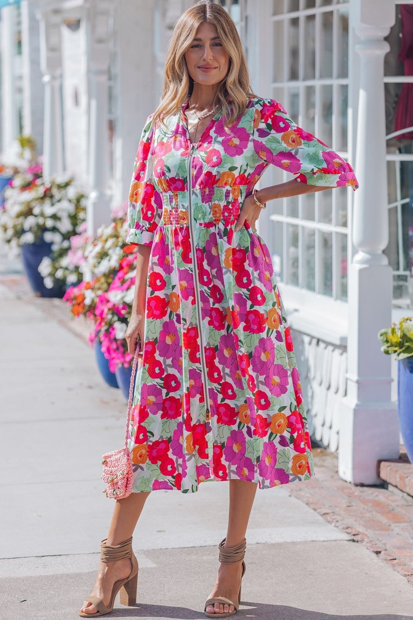 Lisa Puffy Half Sleeve Dress - Hello Beautiful BoutiqueFloral DressesThreaded Pear