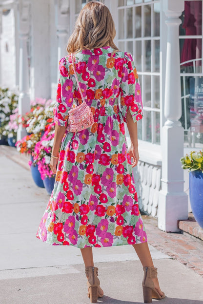Lisa Puffy Half Sleeve Dress - Hello Beautiful BoutiqueFloral DressesThreaded Pear