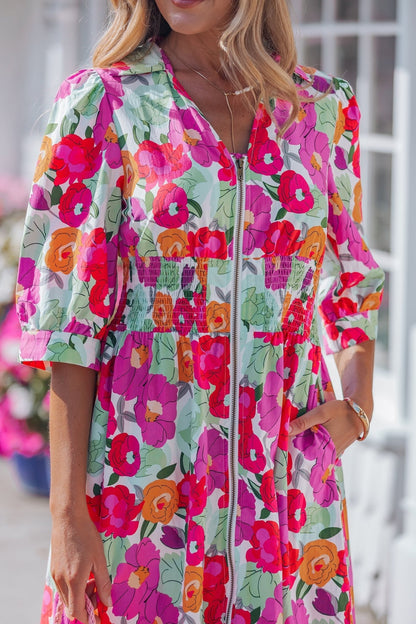 Lisa Puffy Half Sleeve Dress - Hello Beautiful BoutiqueFloral DressesThreaded Pear