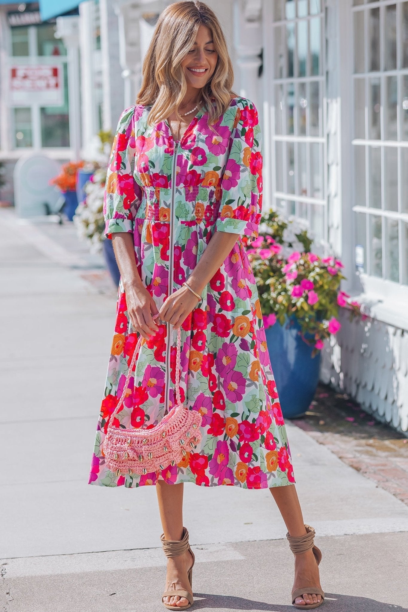Lisa Puffy Half Sleeve Dress - Hello Beautiful BoutiqueFloral DressesThreaded Pear