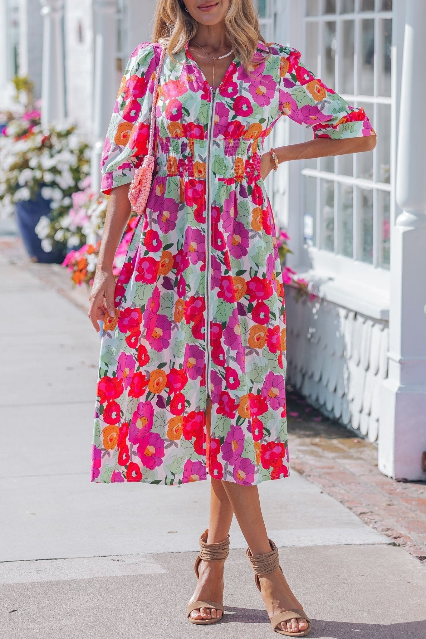 Lisa Puffy Half Sleeve Dress - Hello Beautiful BoutiqueFloral DressesThreaded Pear