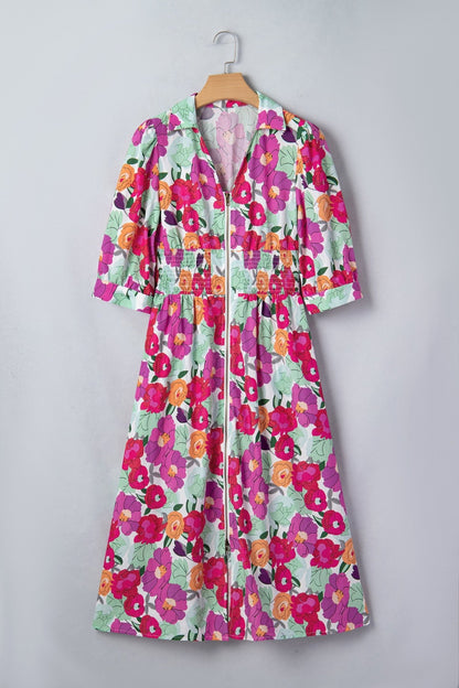 Lisa Puffy Half Sleeve Dress - Hello Beautiful BoutiqueFloral DressesThreaded Pear
