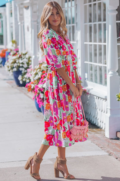 Lisa Puffy Half Sleeve Dress - Hello Beautiful BoutiqueFloral DressesThreaded Pear