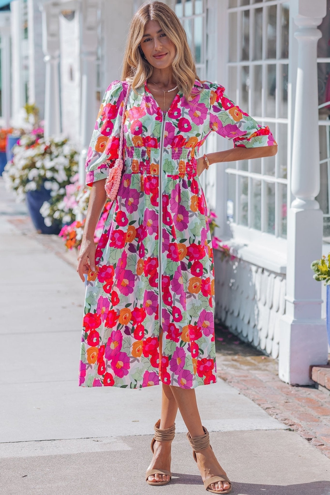 Lisa Puffy Half Sleeve Dress - Hello Beautiful BoutiqueFloral DressesThreaded Pear