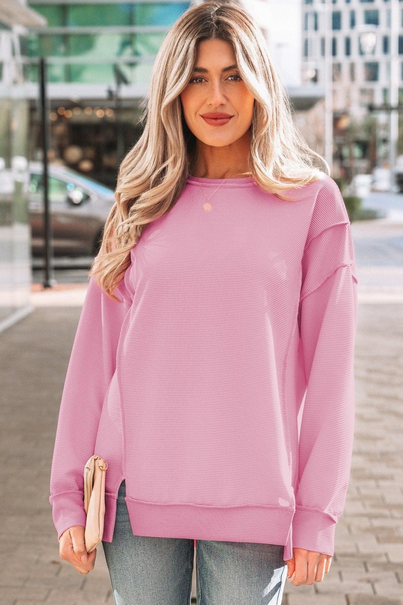 Liv Drop Shoulder Baggy Pullover - Hello Beautiful BoutiqueLong Sleeve TopsThreaded Pear