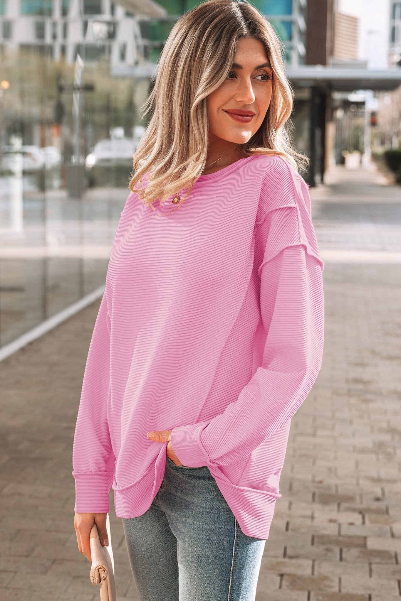 Liv Drop Shoulder Baggy Pullover - Hello Beautiful BoutiqueLong Sleeve TopsThreaded Pear