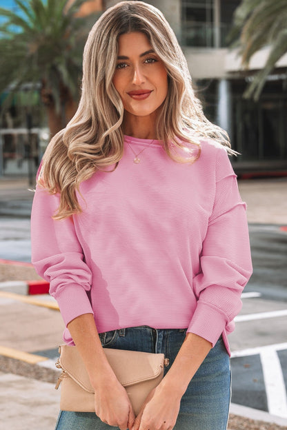 Liv Drop Shoulder Baggy Pullover - Hello Beautiful BoutiqueLong Sleeve TopsThreaded Pear