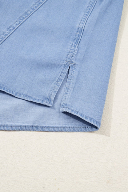 Londyn Bracelet Sleeve Chambray Shirt - Hello Beautiful BoutiqueBlouses & ShirtsThreaded Pear