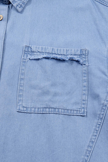 Londyn Bracelet Sleeve Chambray Shirt - Hello Beautiful BoutiqueBlouses & ShirtsThreaded Pear