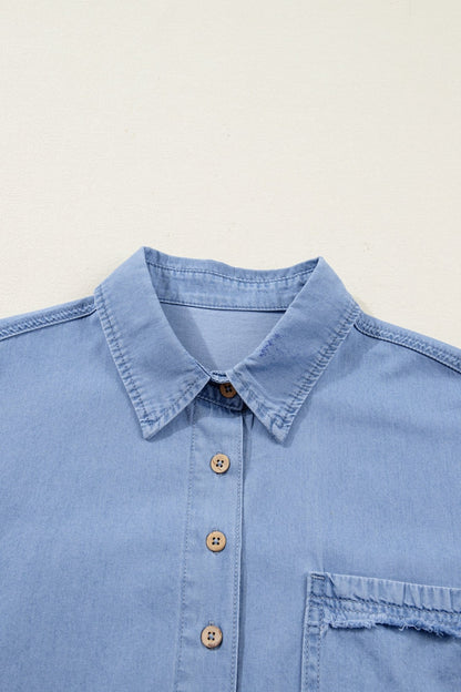 Londyn Bracelet Sleeve Chambray Shirt - Hello Beautiful BoutiqueBlouses & ShirtsThreaded Pear