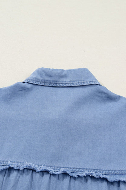 Londyn Bracelet Sleeve Chambray Shirt - Hello Beautiful BoutiqueBlouses & ShirtsThreaded Pear
