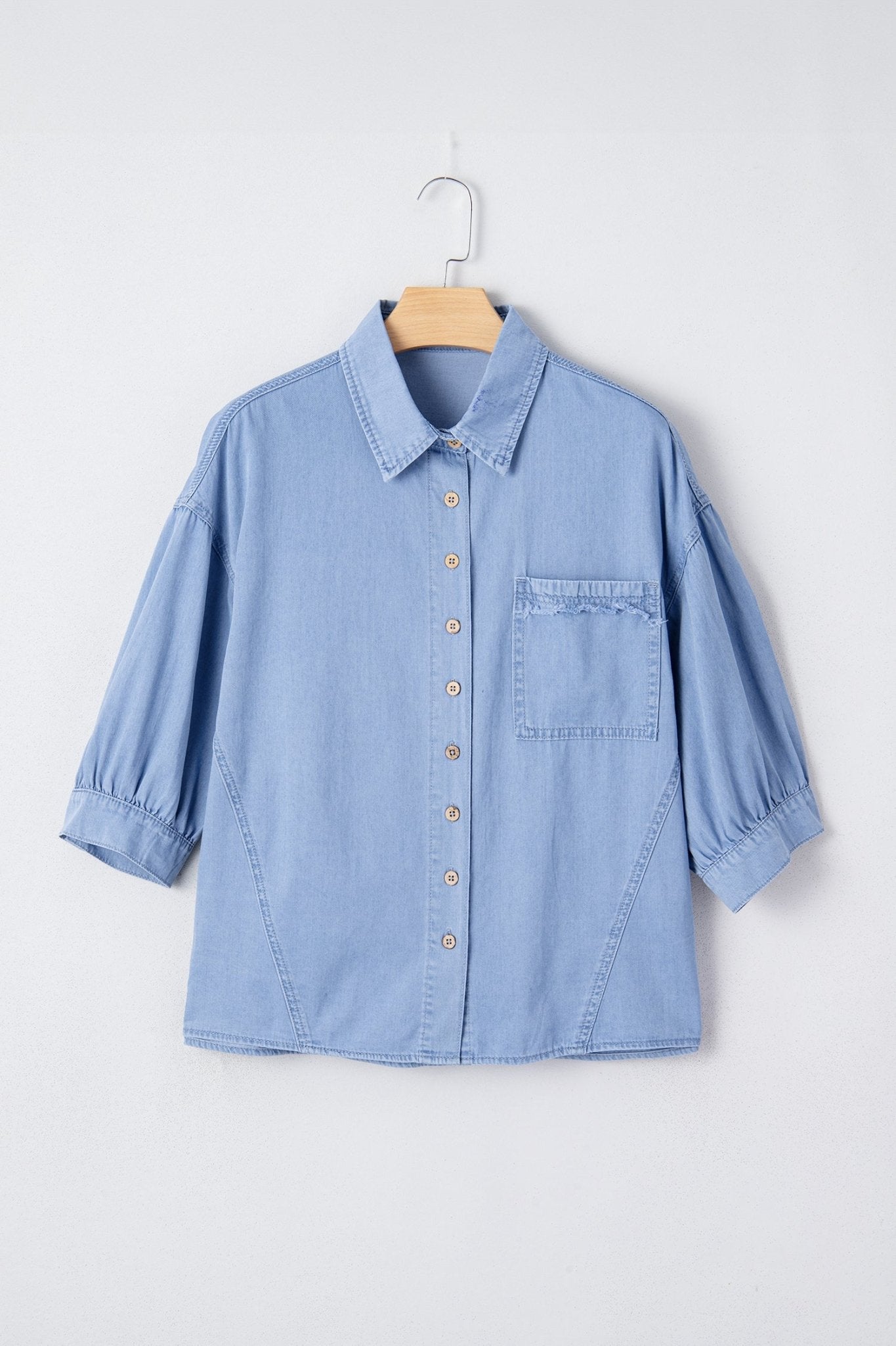 Londyn Bracelet Sleeve Chambray Shirt - Hello Beautiful BoutiqueBlouses & ShirtsThreaded Pear