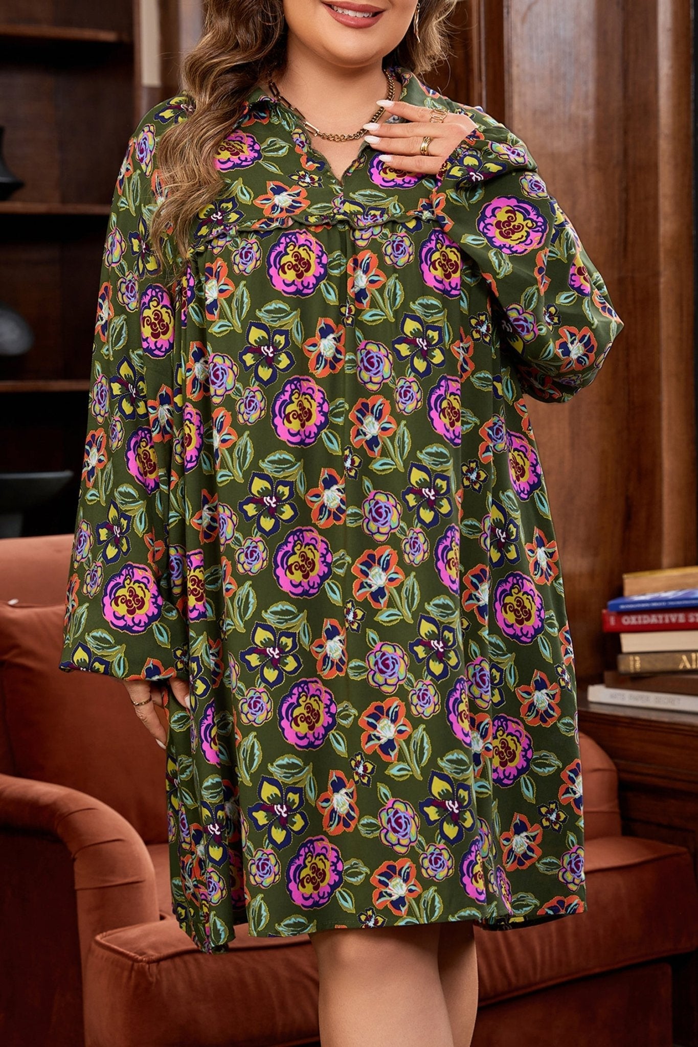 Lorelai Collared Loose Mini PLUS Dress - Hello Beautiful BoutiquePlus Size Mini DressesThreaded Pear