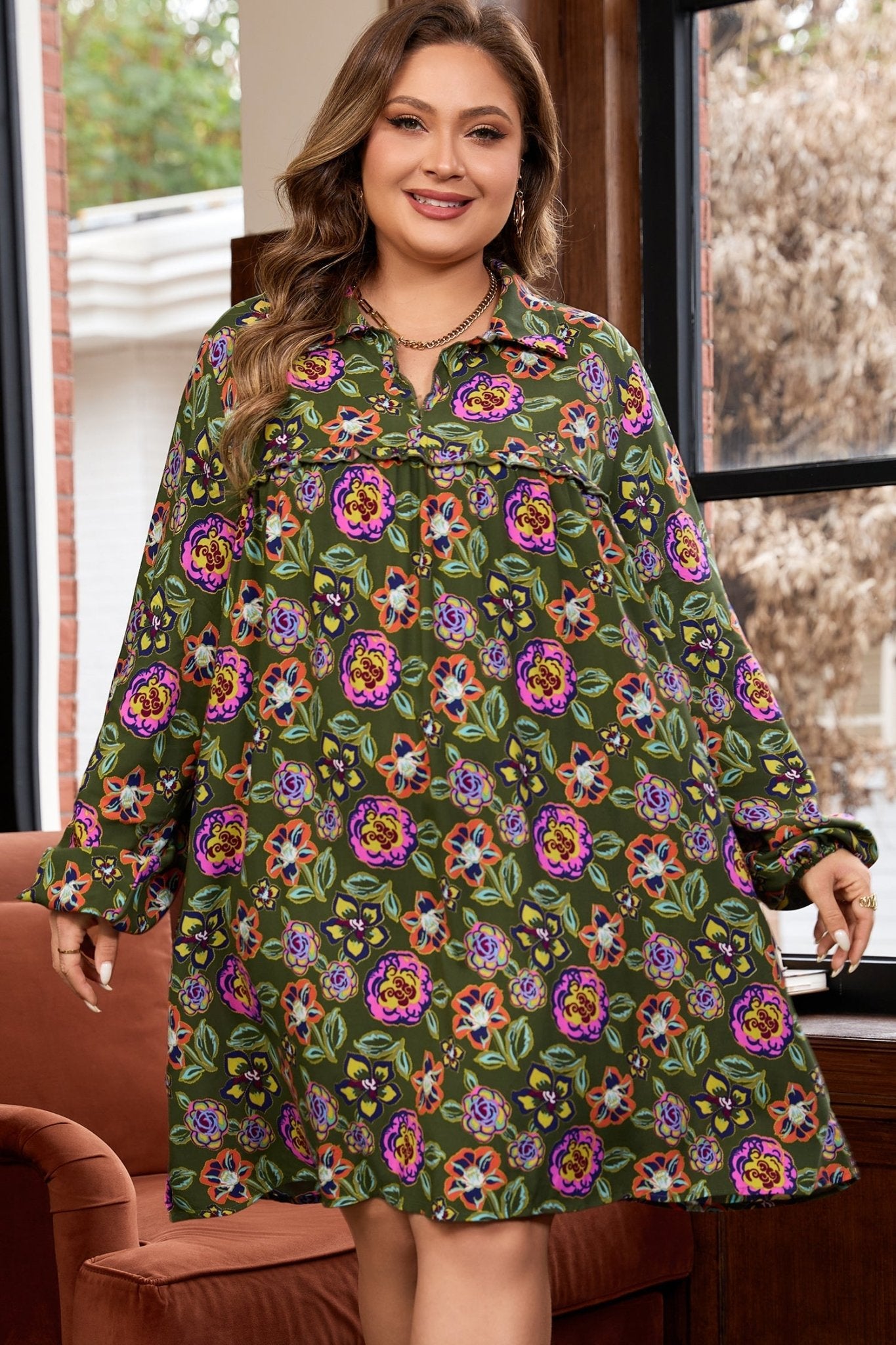 Lorelai Collared Loose Mini PLUS Dress - Hello Beautiful BoutiquePlus Size Mini DressesThreaded Pear