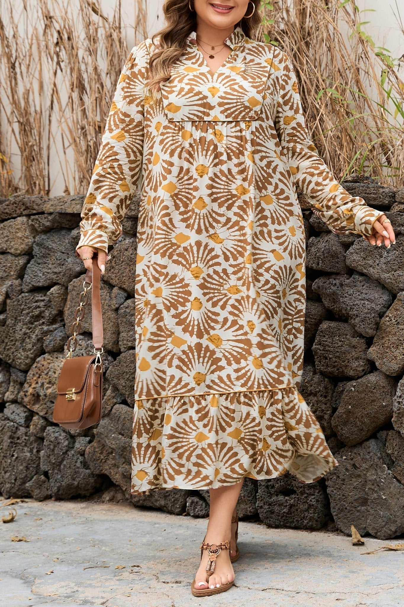 Lorelai Print Loose Long PLUS Dress - Hello Beautiful BoutiquePlus Size Maxi DressesThreaded Pear