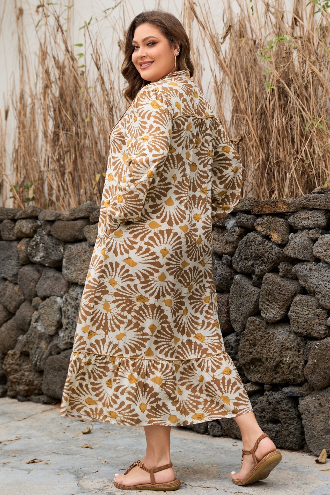 Lorelai Print Loose Long PLUS Dress - Hello Beautiful BoutiquePlus Size Maxi DressesThreaded Pear