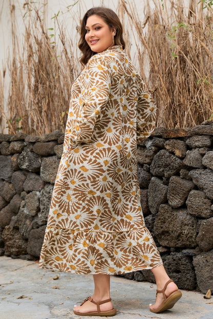 Lorelai Print Loose Long PLUS Dress - Hello Beautiful BoutiquePlus Size Maxi DressesThreaded Pear