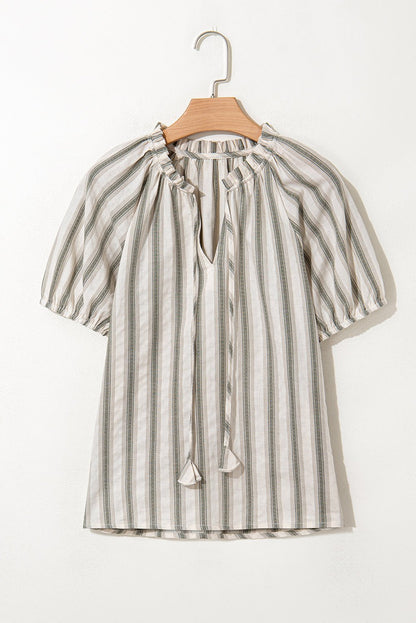 Lorelai Tie Short Sleeve Blouse - Hello Beautiful BoutiqueBlouses & ShirtsThreaded Pear