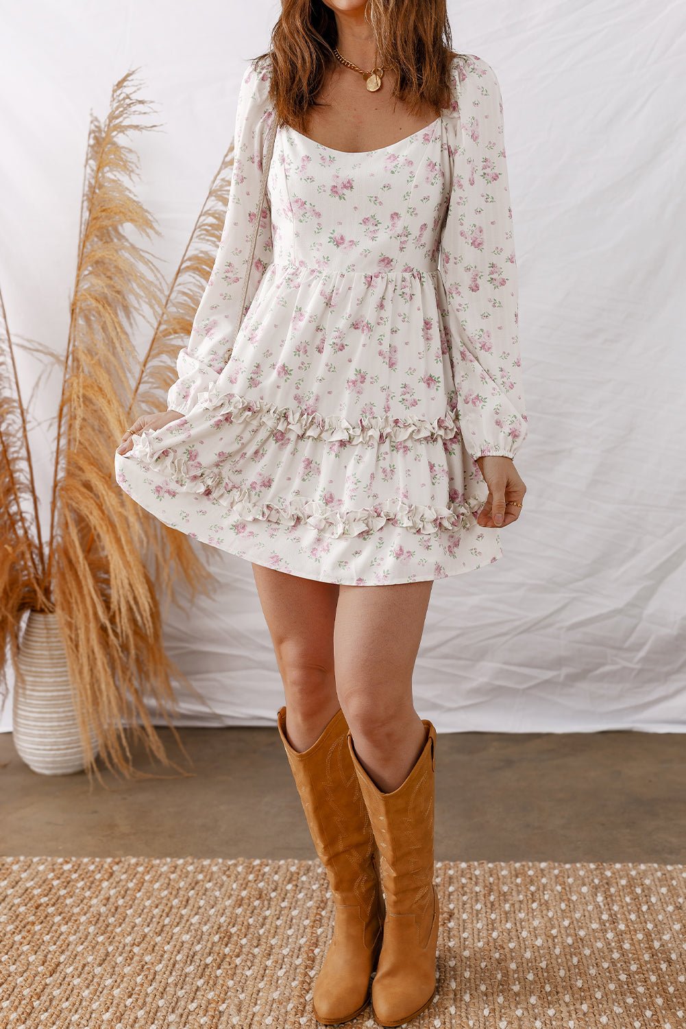 Lottie Detail Flared Mini Dress - Hello Beautiful BoutiqueFloral DressesThreaded Pear