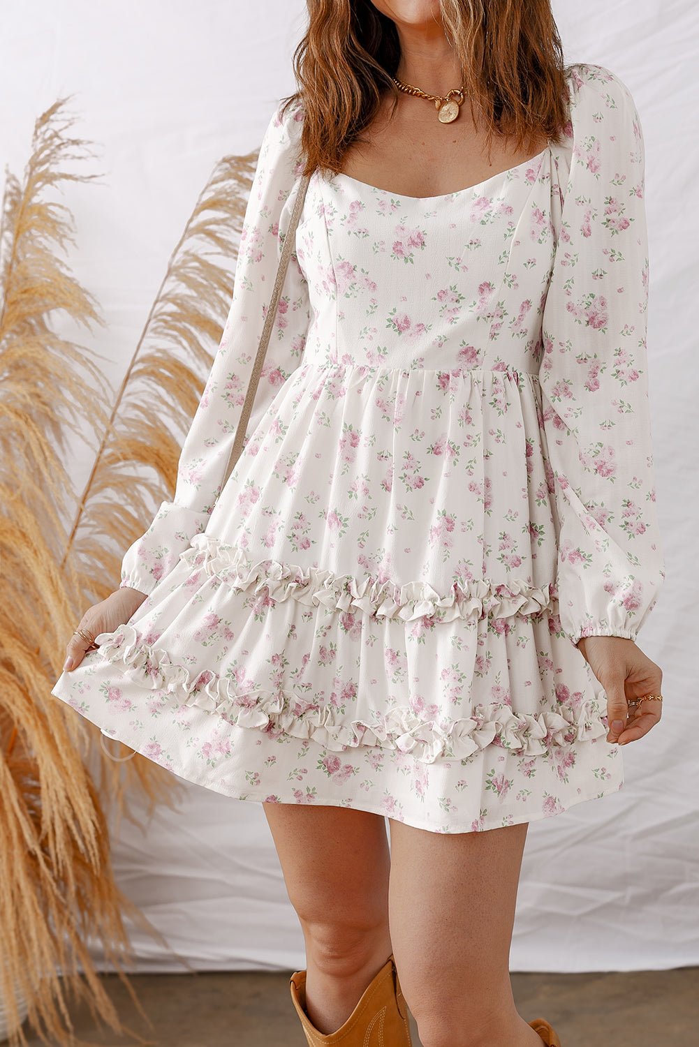 Lottie Detail Flared Mini Dress - Hello Beautiful BoutiqueFloral DressesThreaded Pear