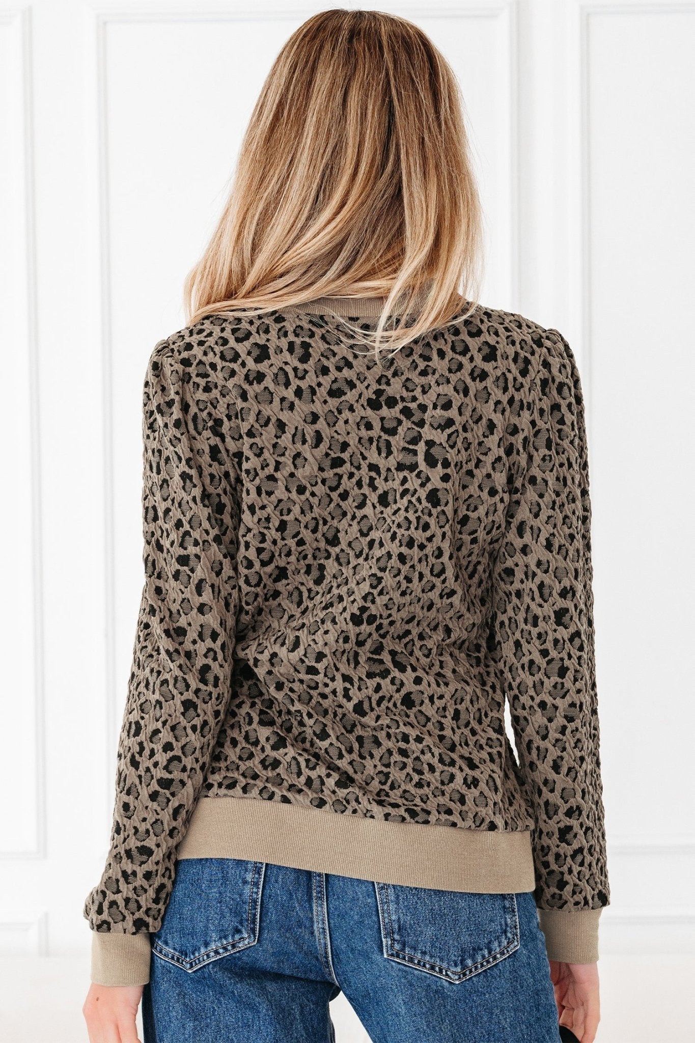 Lottie Ribbed Trim Print Long Sleeve Top - Hello Beautiful BoutiqueLong Sleeve TopsThreaded Pear