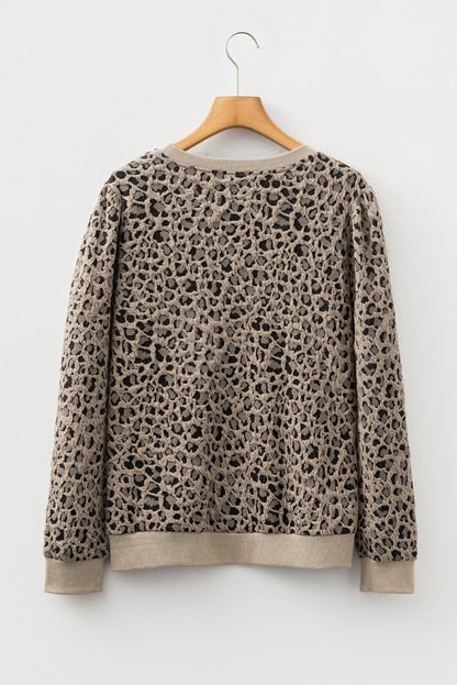 Lottie Ribbed Trim Print Long Sleeve Top - Hello Beautiful BoutiqueLong Sleeve TopsThreaded Pear