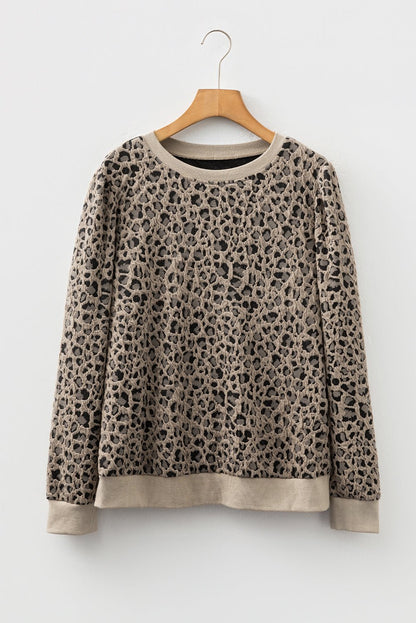 Lottie Ribbed Trim Print Long Sleeve Top - Hello Beautiful BoutiqueLong Sleeve TopsThreaded Pear