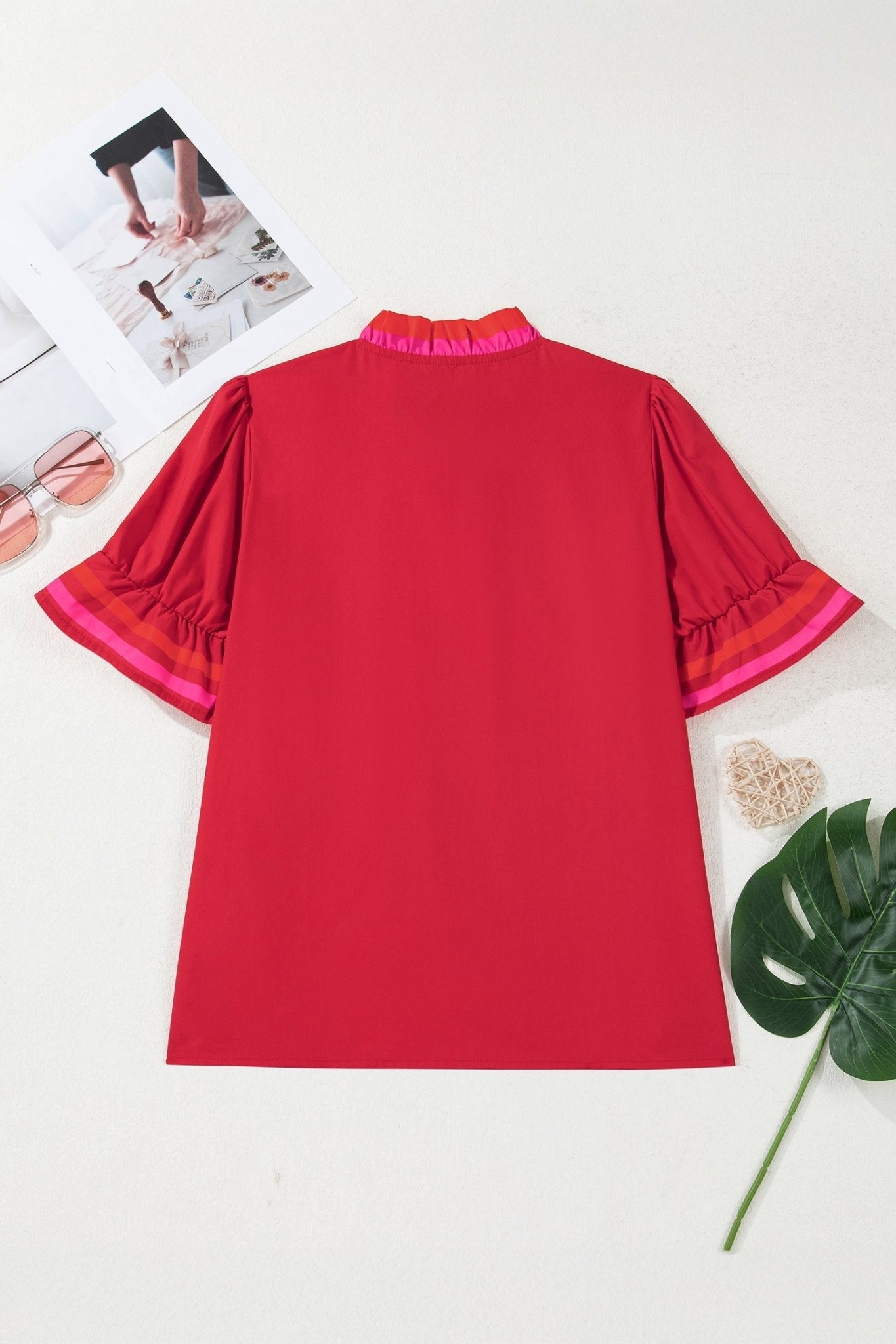 Luciana Ruffled Short Sleeve Blouse - Hello Beautiful BoutiqueBlouses & ShirtsThreaded Pear