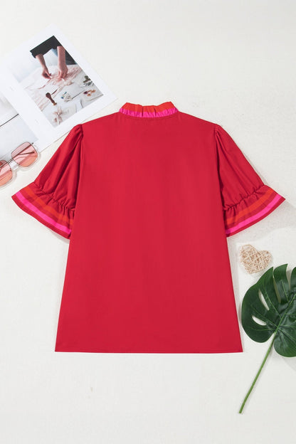 Luciana Ruffled Short Sleeve Blouse - Hello Beautiful BoutiqueBlouses & ShirtsThreaded Pear