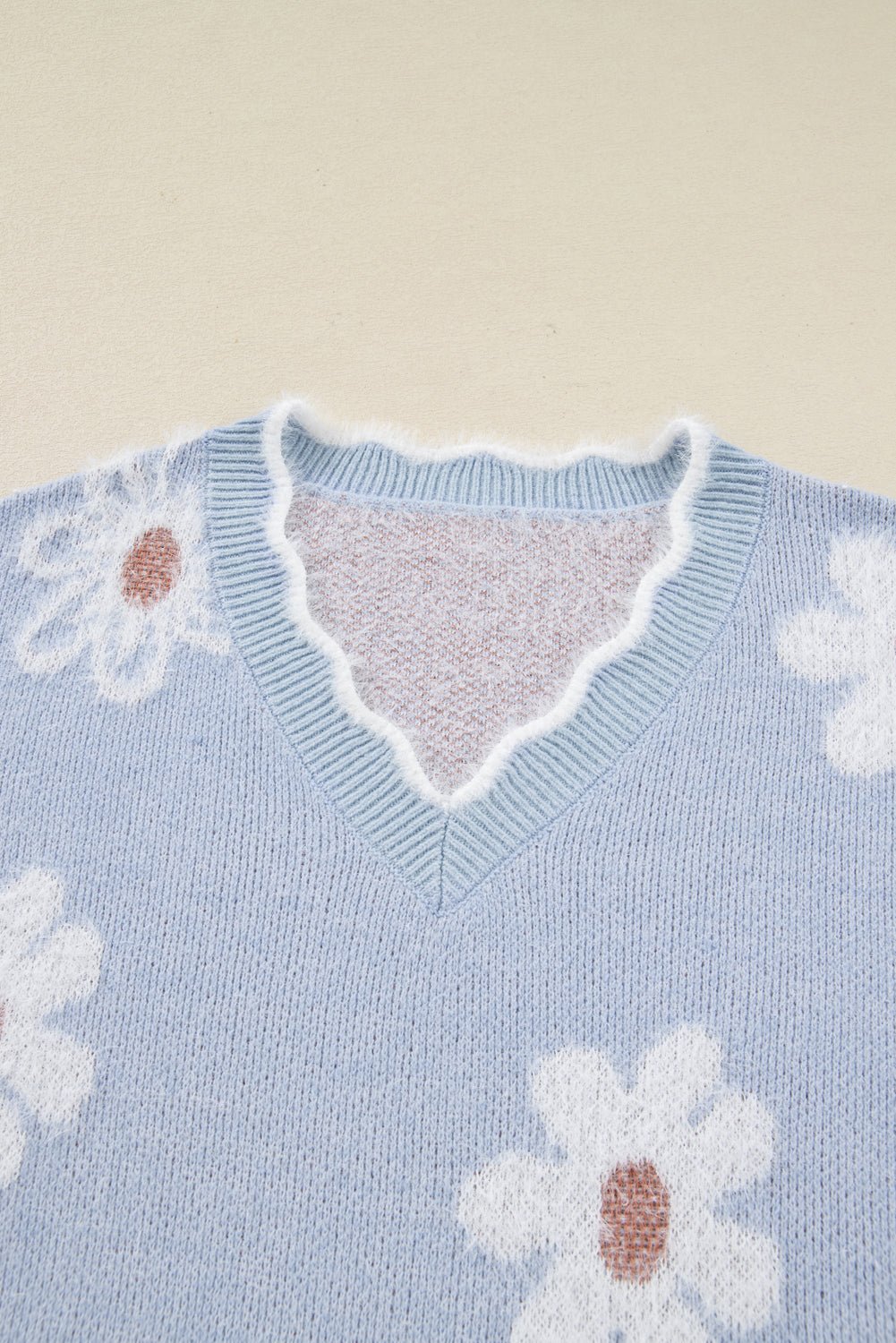 Lucille Fuzzy Flower Scalloped PLUS Sweater - Hello Beautiful BoutiquePlus Size Sweaters & CardigansThreaded Pear