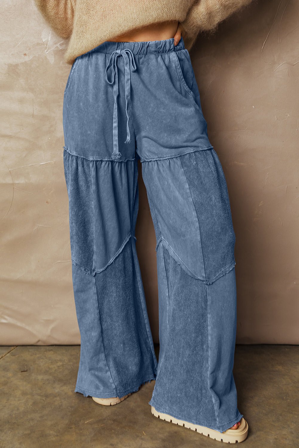 Lucy Leg Patchwork Drawstring Pants - Hello Beautiful BoutiquePants & CulotteThreaded Pear