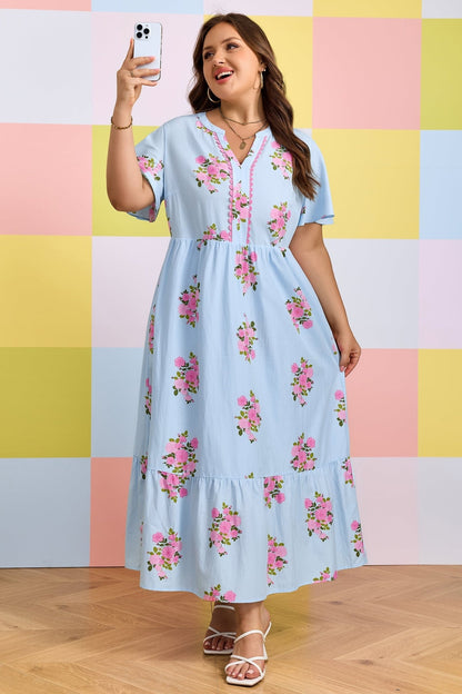 Lucy Print Scalloped Trim PLUS Dress - Hello Beautiful BoutiquePlus Size Maxi DressesThreaded Pear