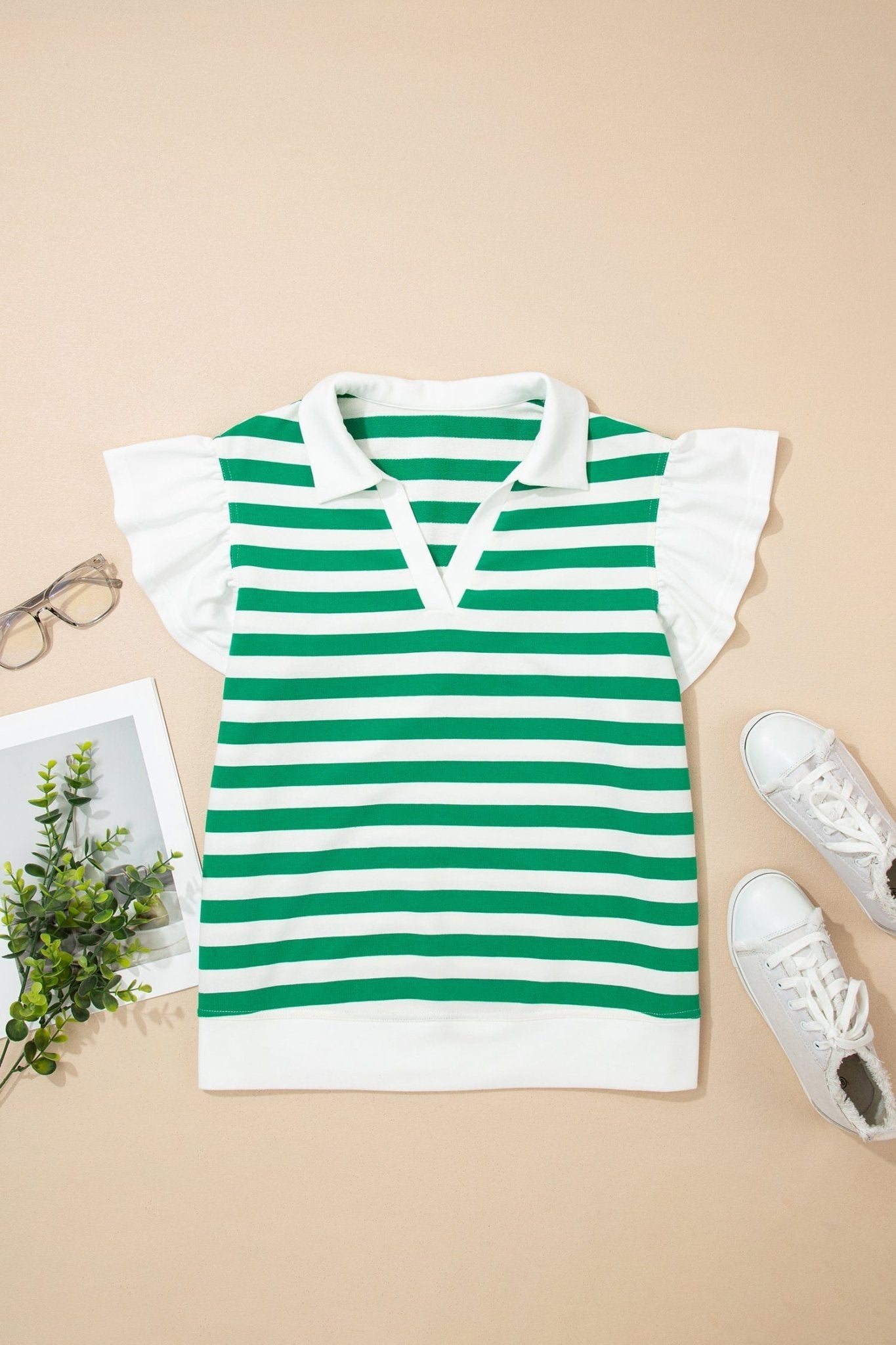 Luisa Ruffled Short Sleeve Blouse - Hello Beautiful BoutiqueBlouses & ShirtsThreaded Pear