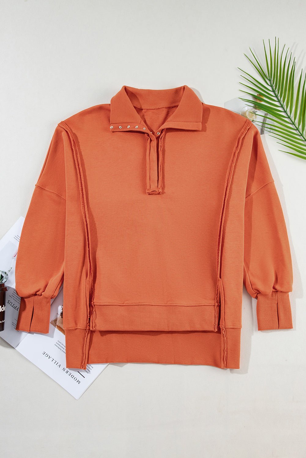 Luminy Baggy Sweatshirt with Slits - Hello Beautiful BoutiqueSweatshirts & HoodiesThreaded Pear