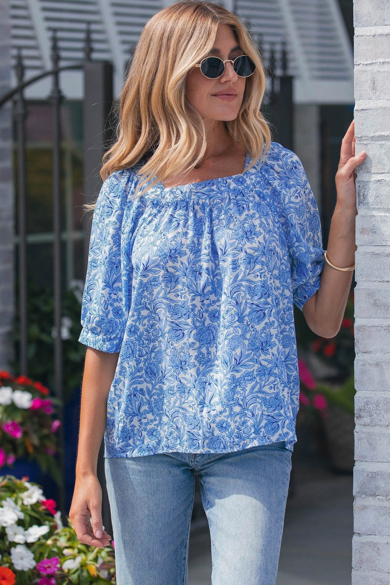Lyanna Sleeve Pleated Floral Blouse - Hello Beautiful BoutiqueBlouses & ShirtsThreaded Pear