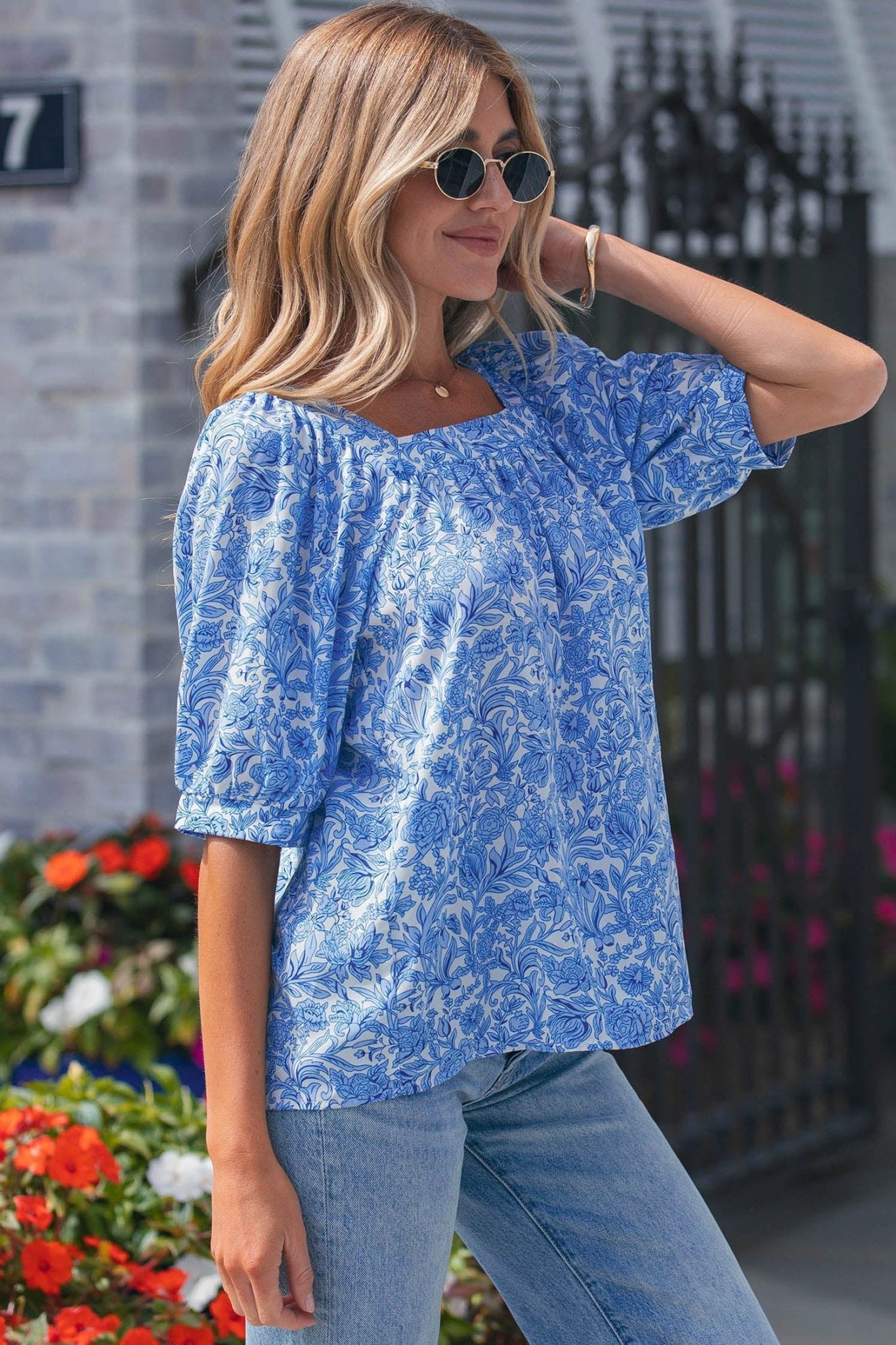 Lyanna Sleeve Pleated Floral Blouse - Hello Beautiful BoutiqueBlouses & ShirtsThreaded Pear