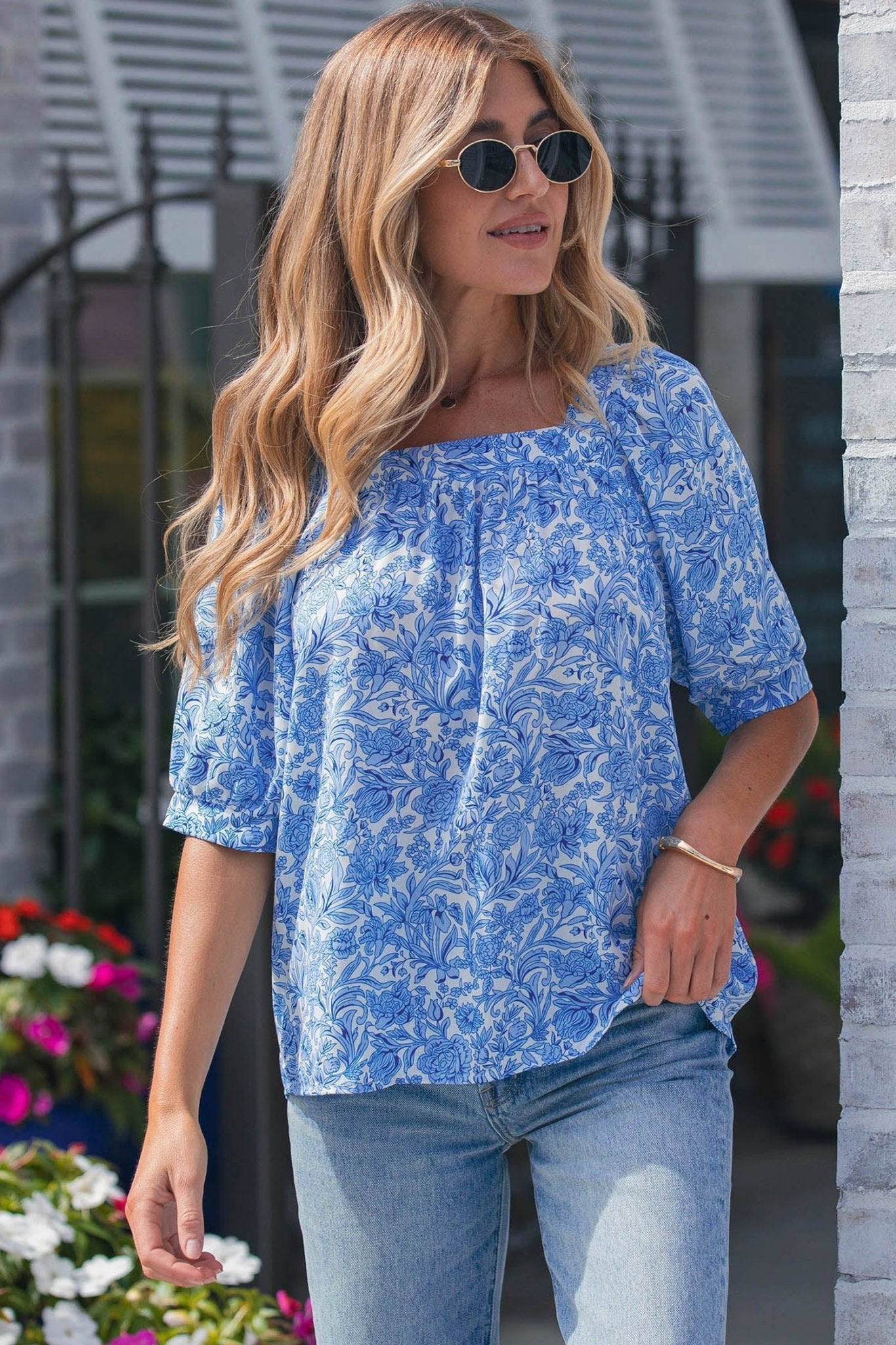 Lyanna Sleeve Pleated Floral Blouse - Hello Beautiful BoutiqueBlouses & ShirtsThreaded Pear