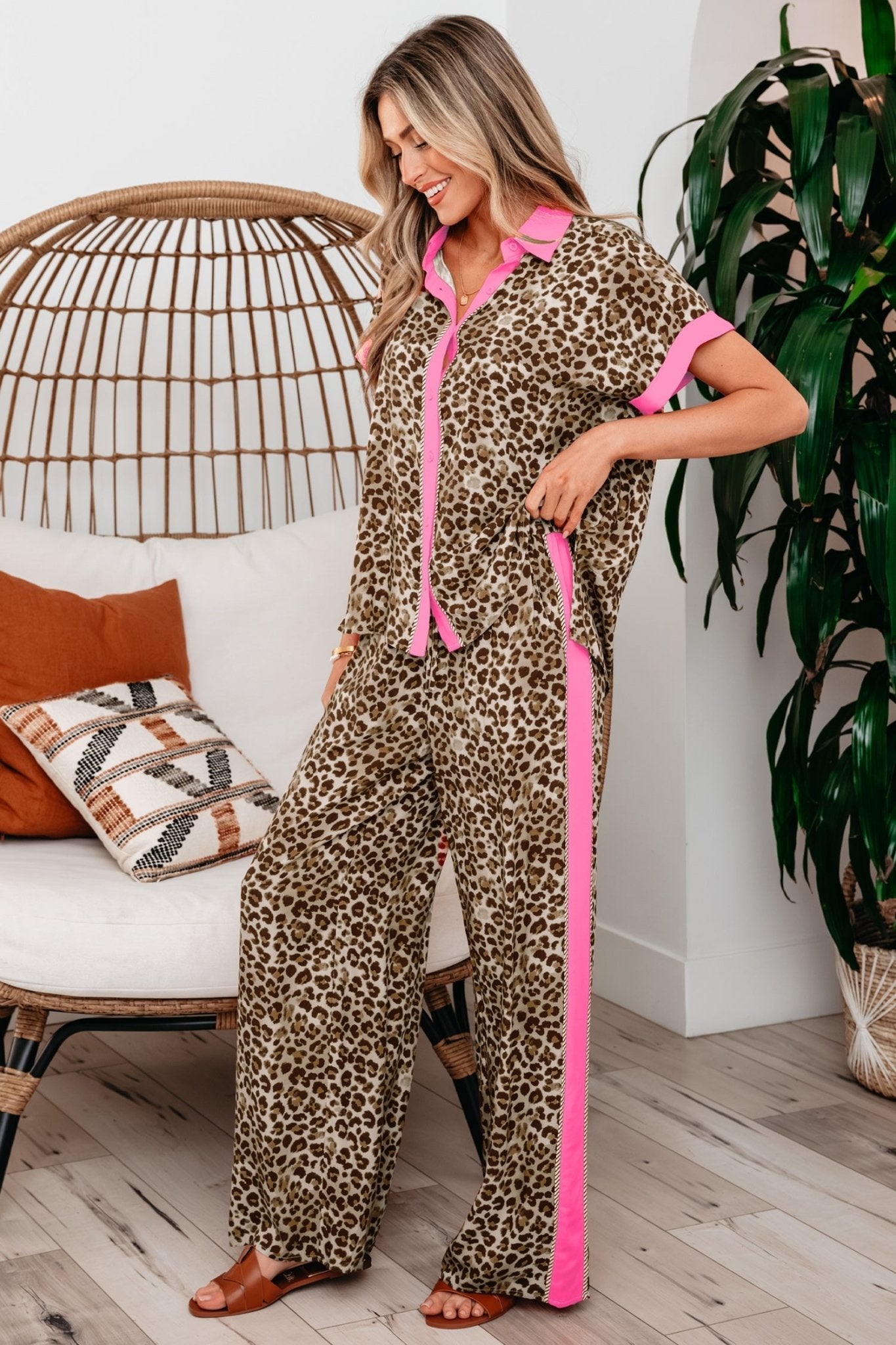 Lylah Contrast Trim Lounge Set - Hello Beautiful BoutiquePant SetsThreaded Pear