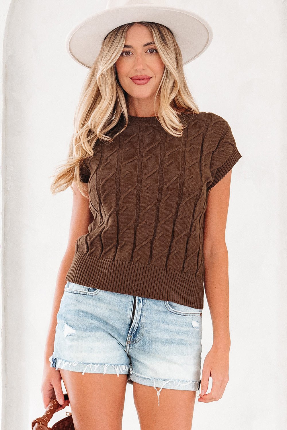 Lyrajira Texture Short Sleeve Sweater - Hello Beautiful BoutiqueShort Sleeve SweatersThreaded Pear